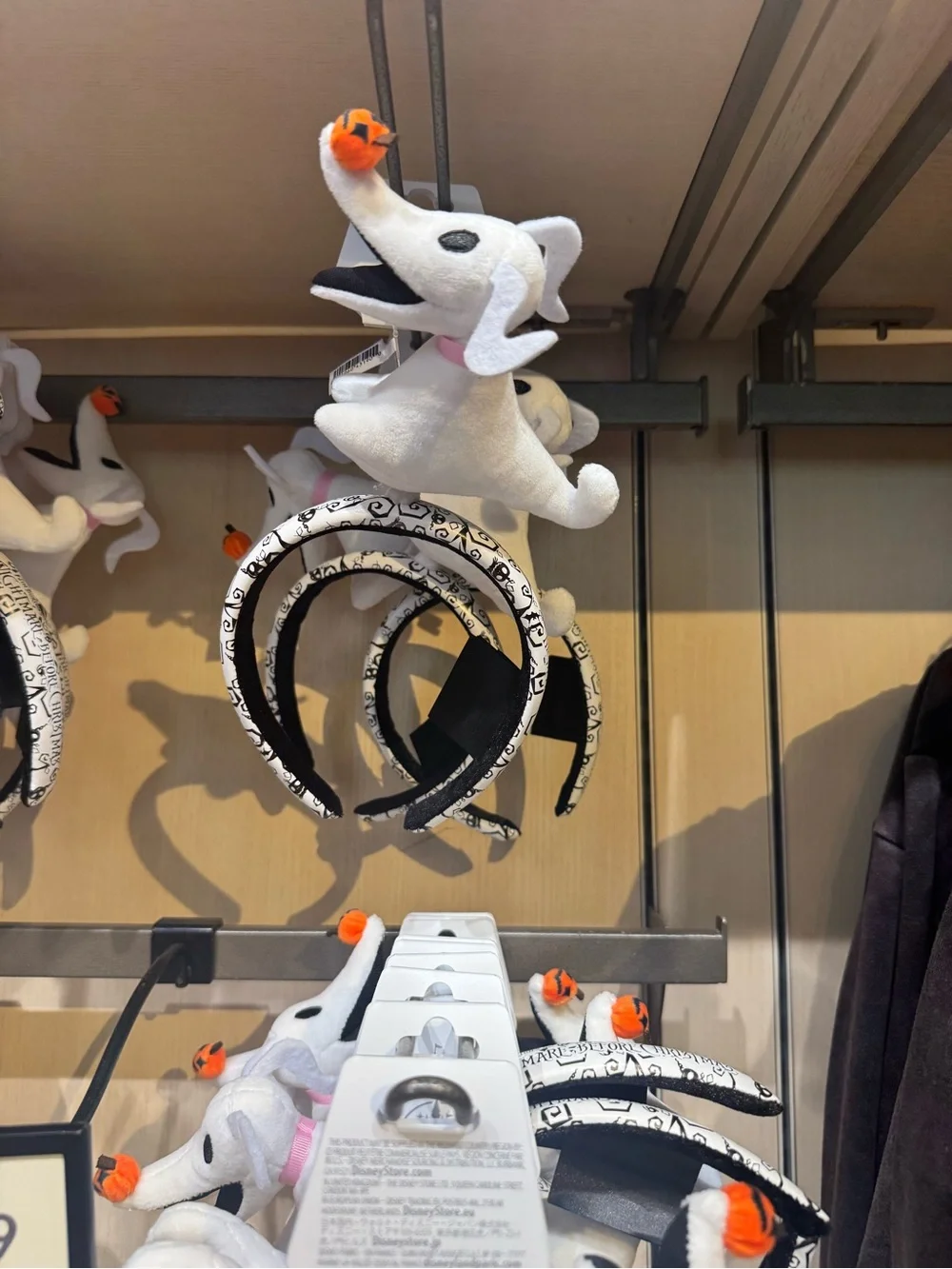 Disney Disneyland Zero Plush Ears Headband with Black-and-White Skull Band